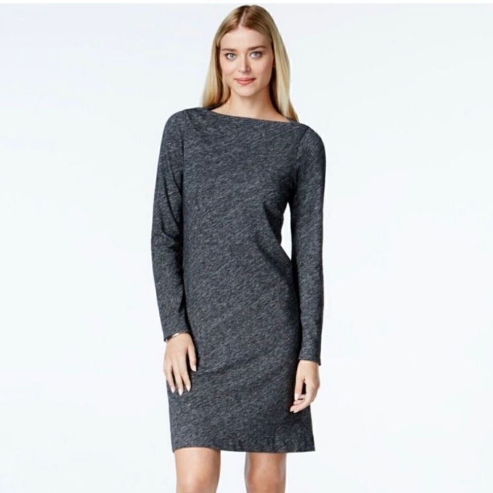Eileen Fisher Bias Boat Neck Organic Cotton and Virgin Wool Dress Size M